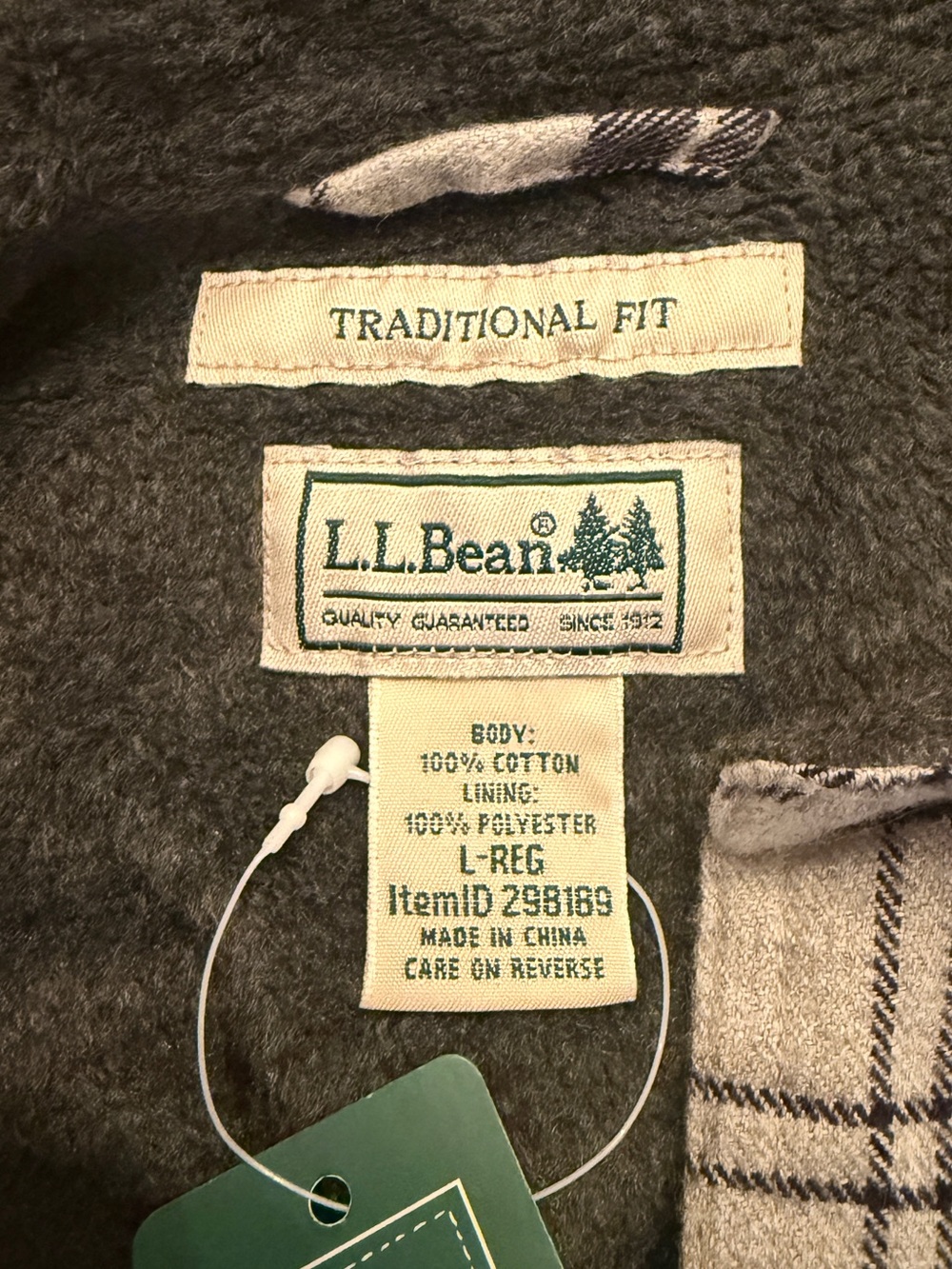 L.L.Bean Men’s Large Fleece Lined Flannel Plaid Shirt Jacket Shacket NWT - Picture 6 of 10